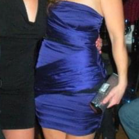 Express Gorgeous Purple Ruched Dress w/Lace Panels - Picture 9 of 9